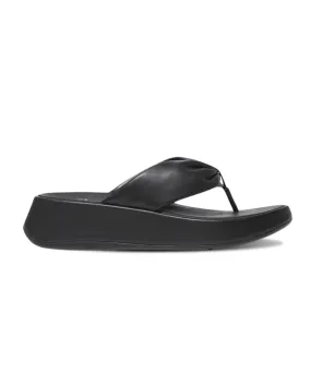 FitFlop F-Mode Leather Twist Flatform Toe Post Sandal Black