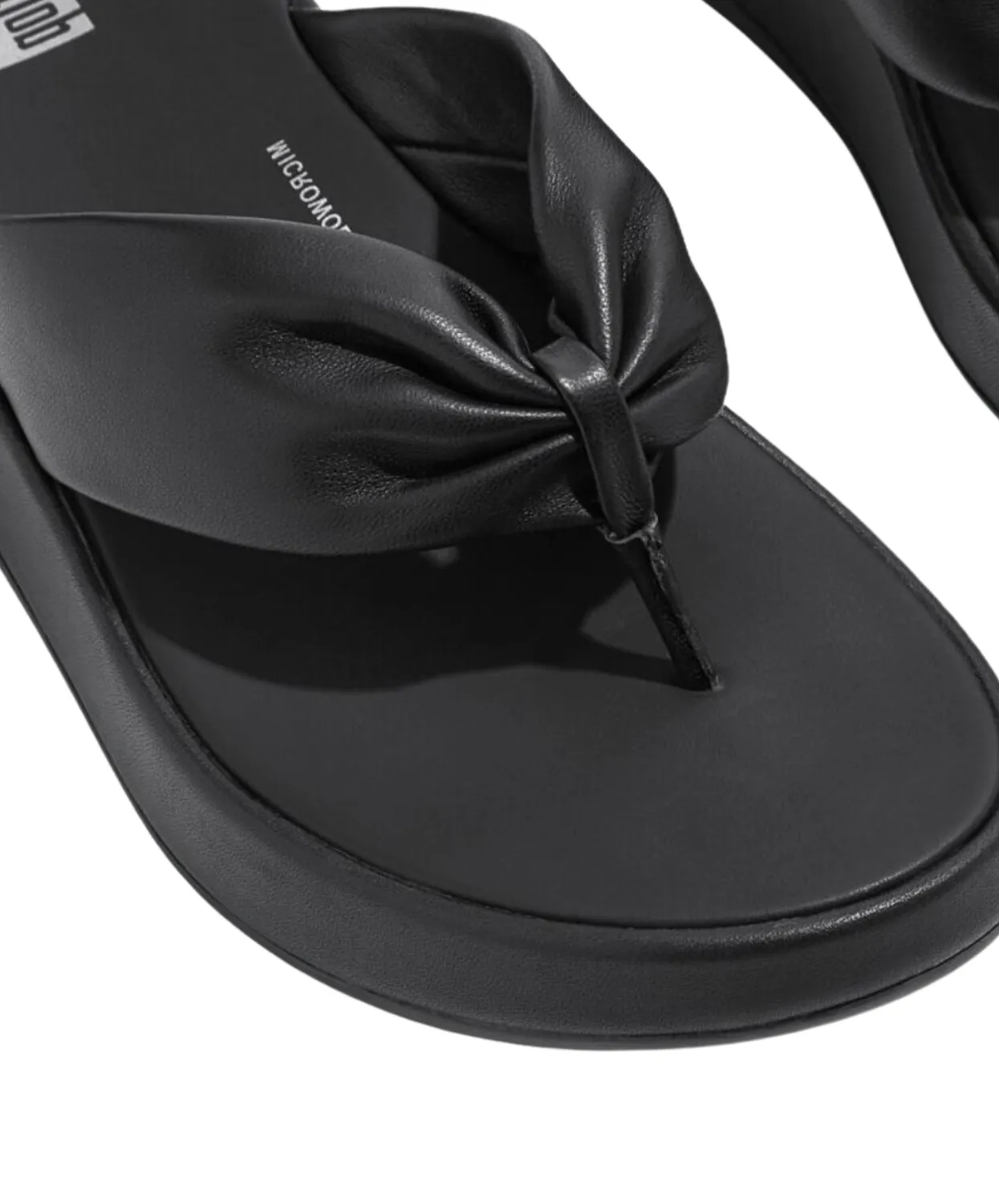 FitFlop F-Mode Leather Twist Flatform Toe Post Sandal Black