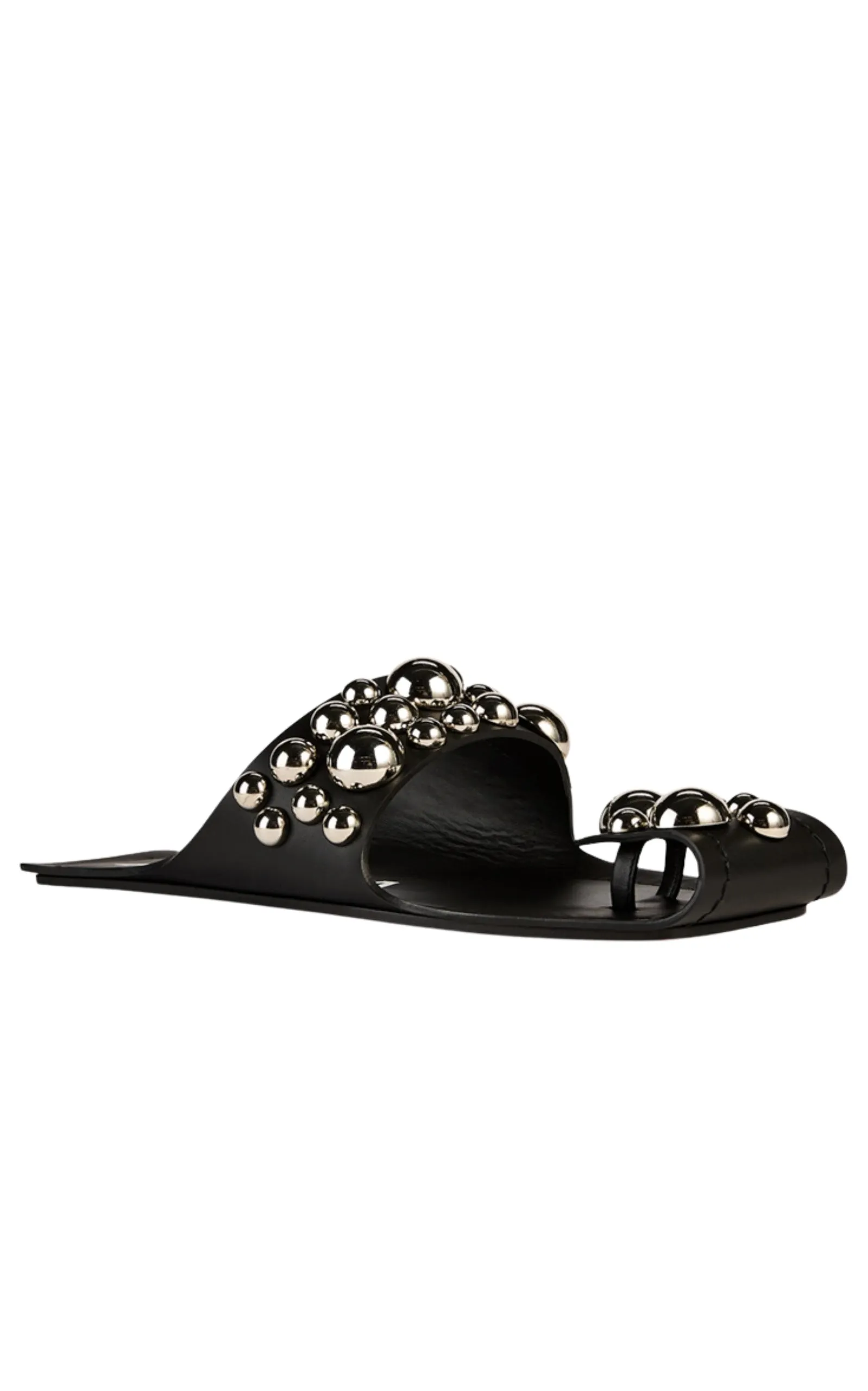 Folded Embellished Leather Sandals