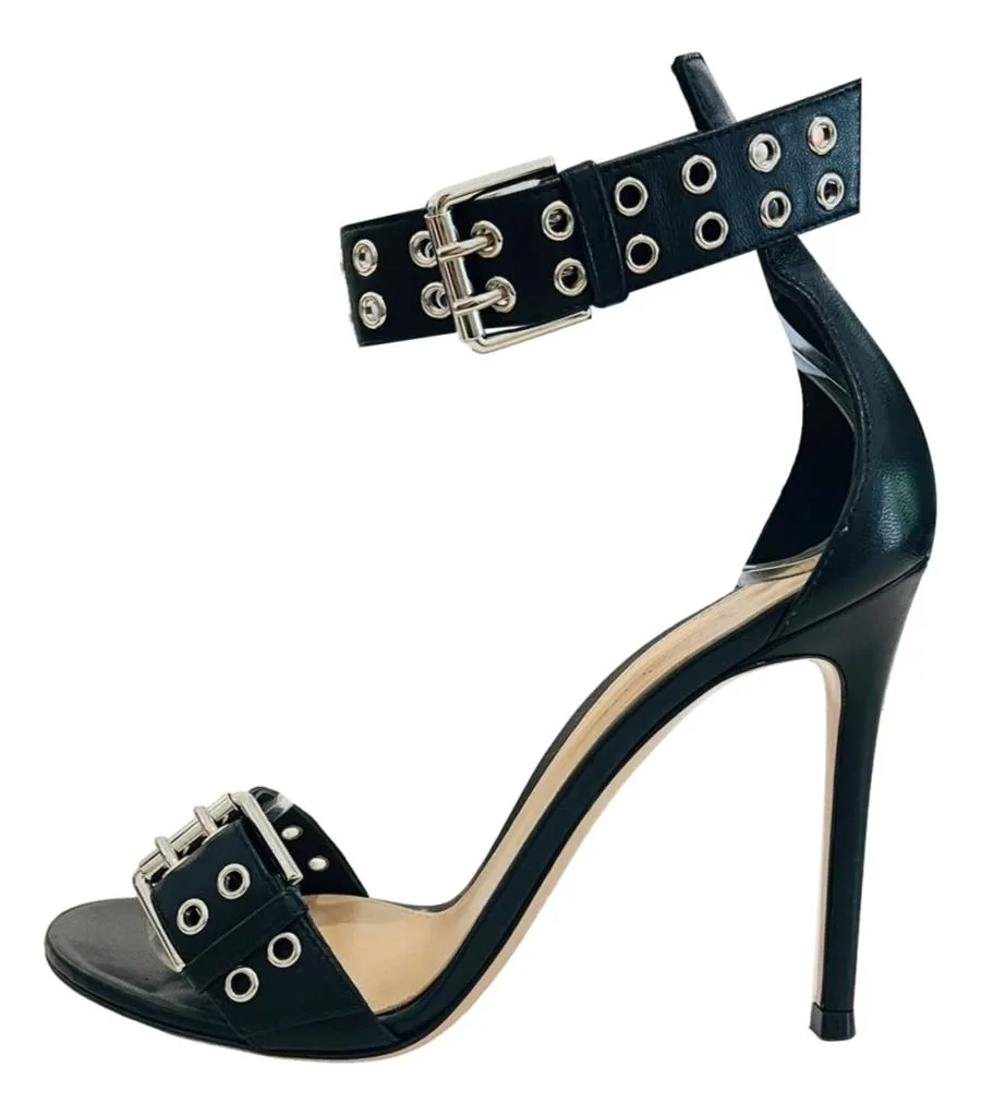 Gianvito Rossi Eyelet Embellished Leather Sandals. Size 38