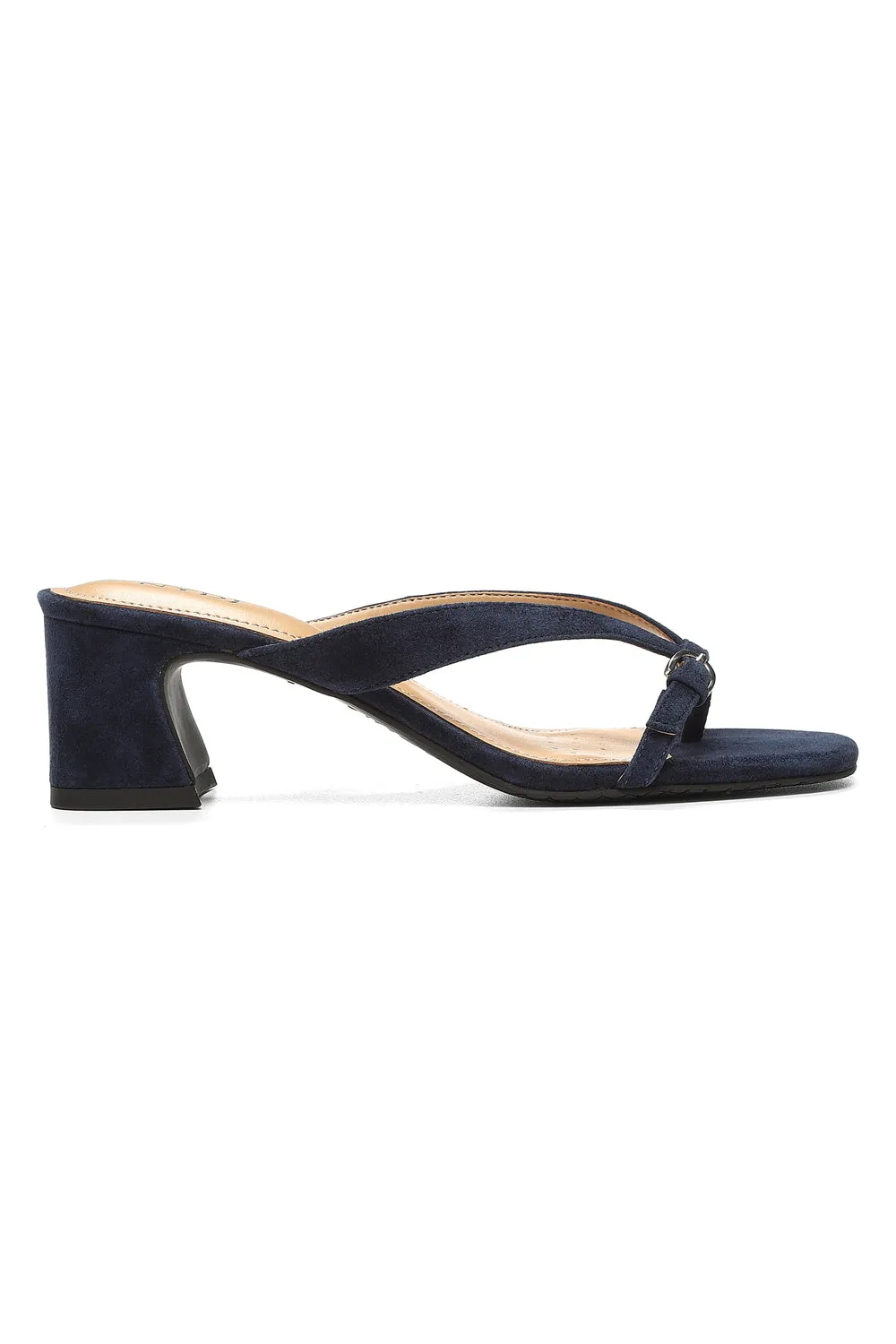 Glam Block Heel Sandals In Wide Width - Navy