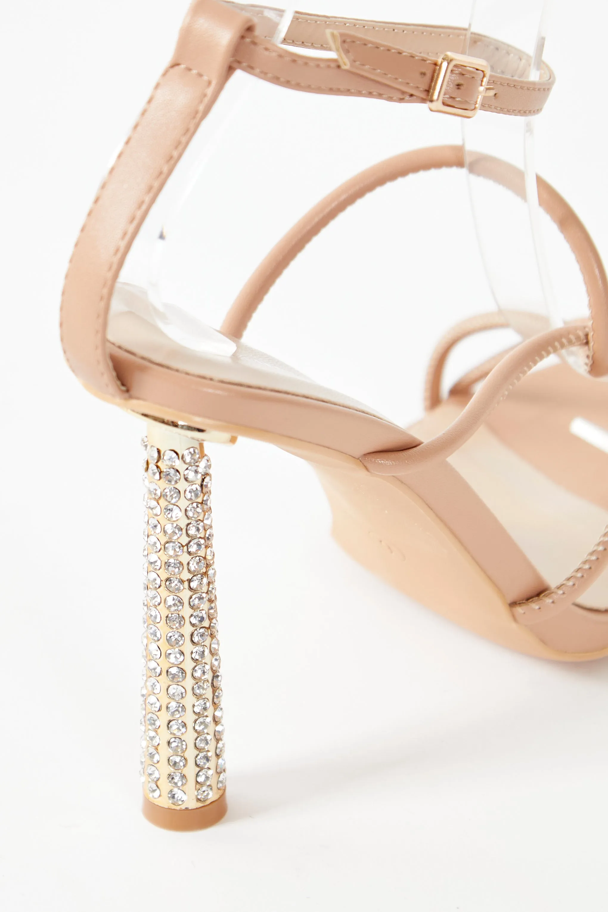 Glamorous Beige Strappy Statement Heel Sandals