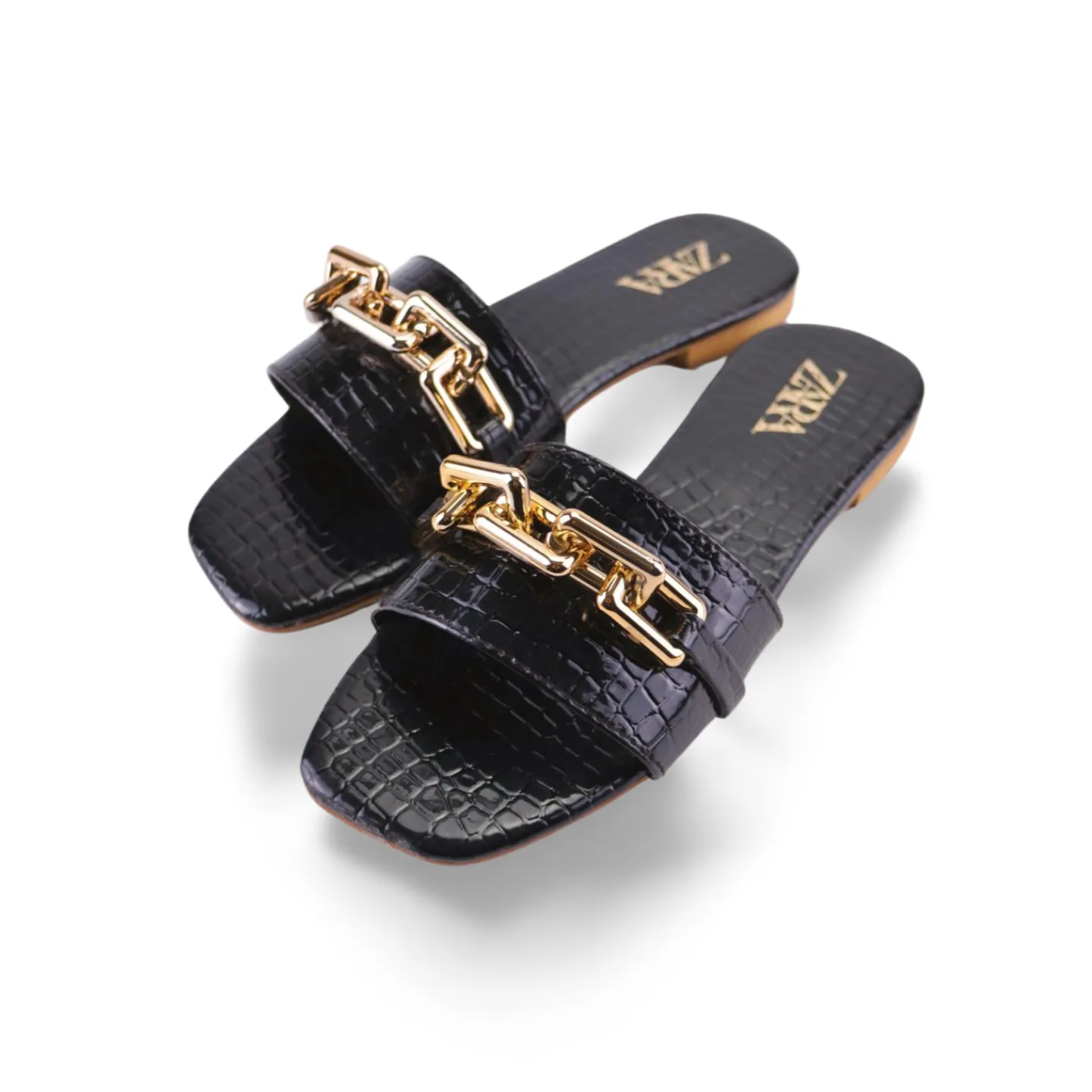 Gold Chain Women Low Heel Flat Sandals -1011