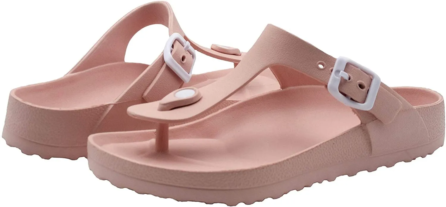 Gold Toe Women’s Blown EVA Thong Footbed Slide Sandal with Buckle Lightweight Waterproof Summer Shoes