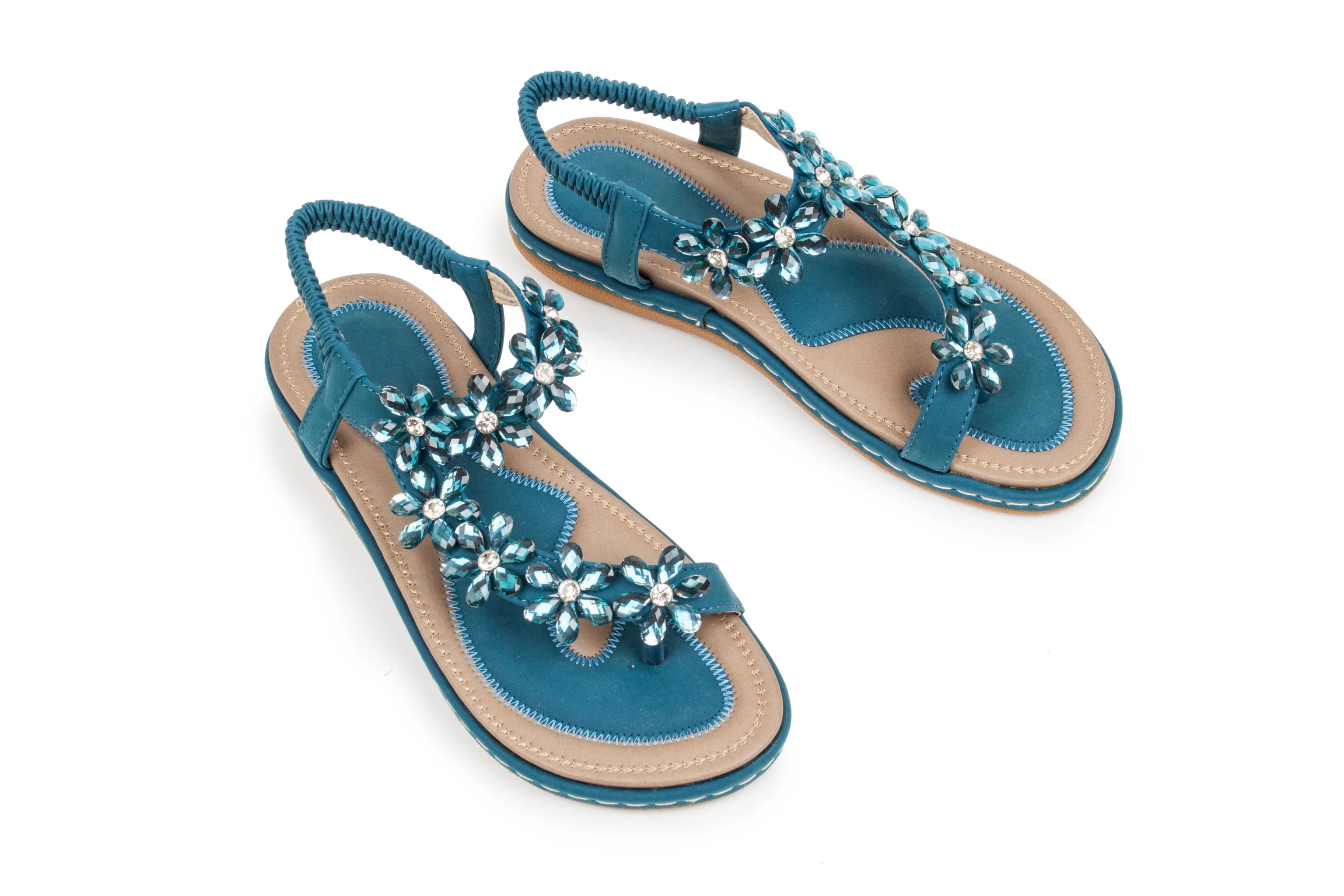 Haute editon Women's Crystal  Bohemian Beaded Comfort Sandals