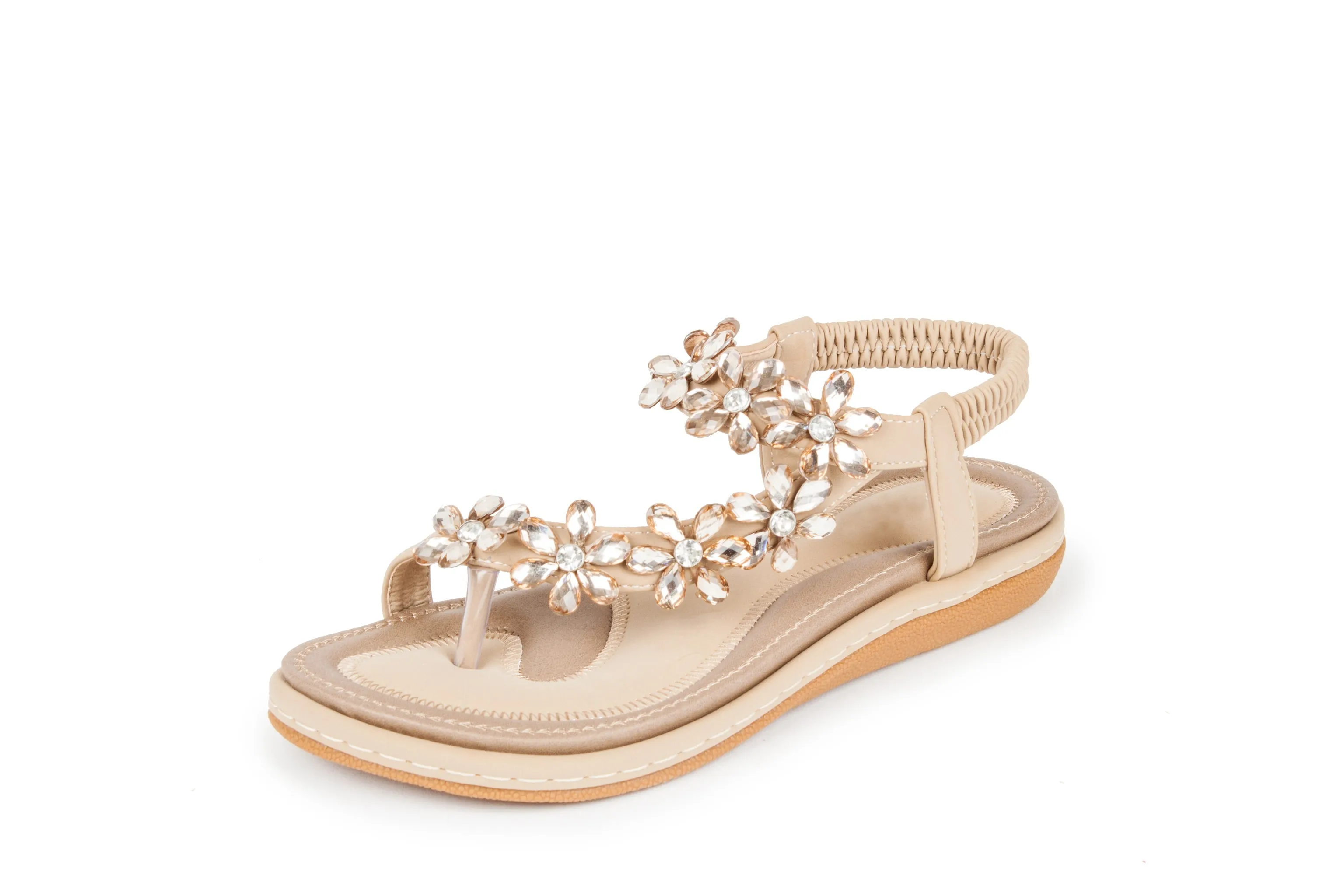 Haute editon Women's Crystal  Bohemian Beaded Comfort Sandals