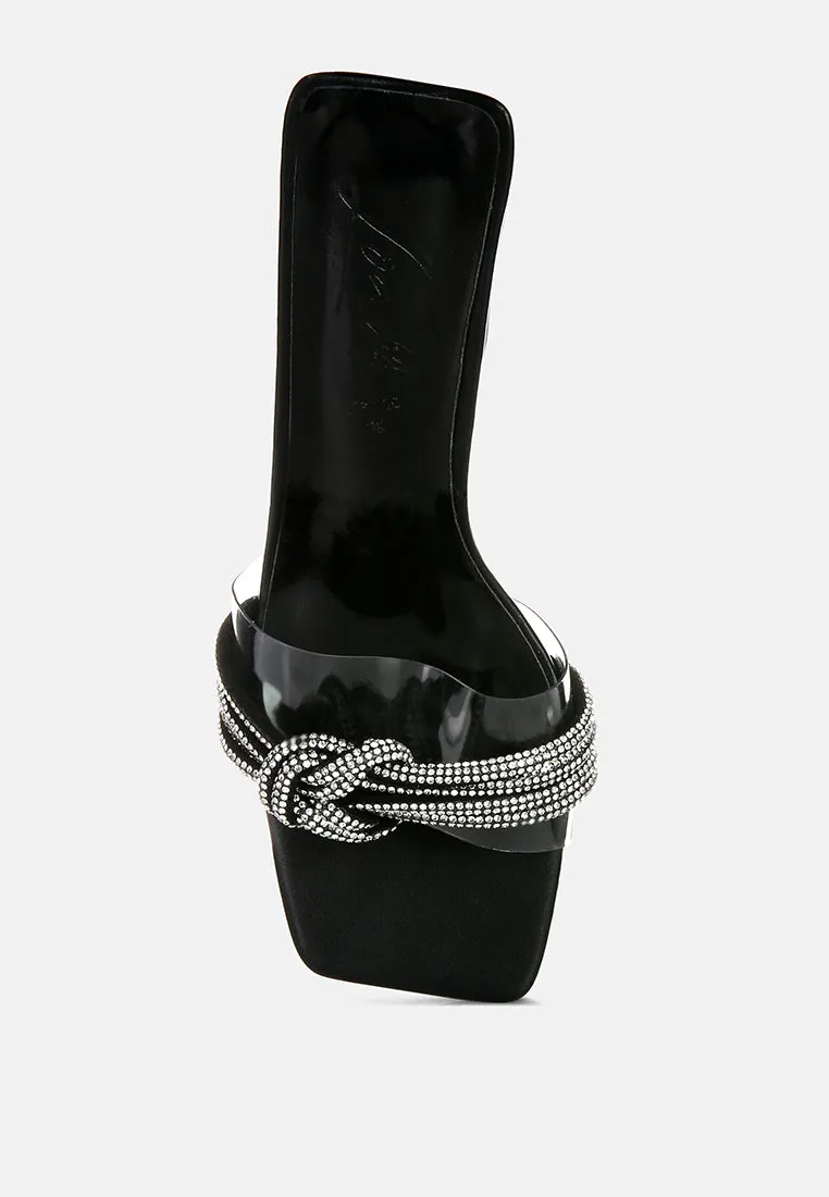 Hiorda Rhinestone Knotted Spool Heel Sandals