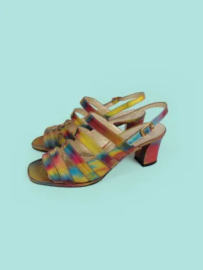 Holographic 80's 90's LINEA WALLYS Retro Sandals -  Size EU 37.5 / UK 4.5