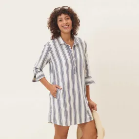 Hydra Navy Striped Shirt Dress