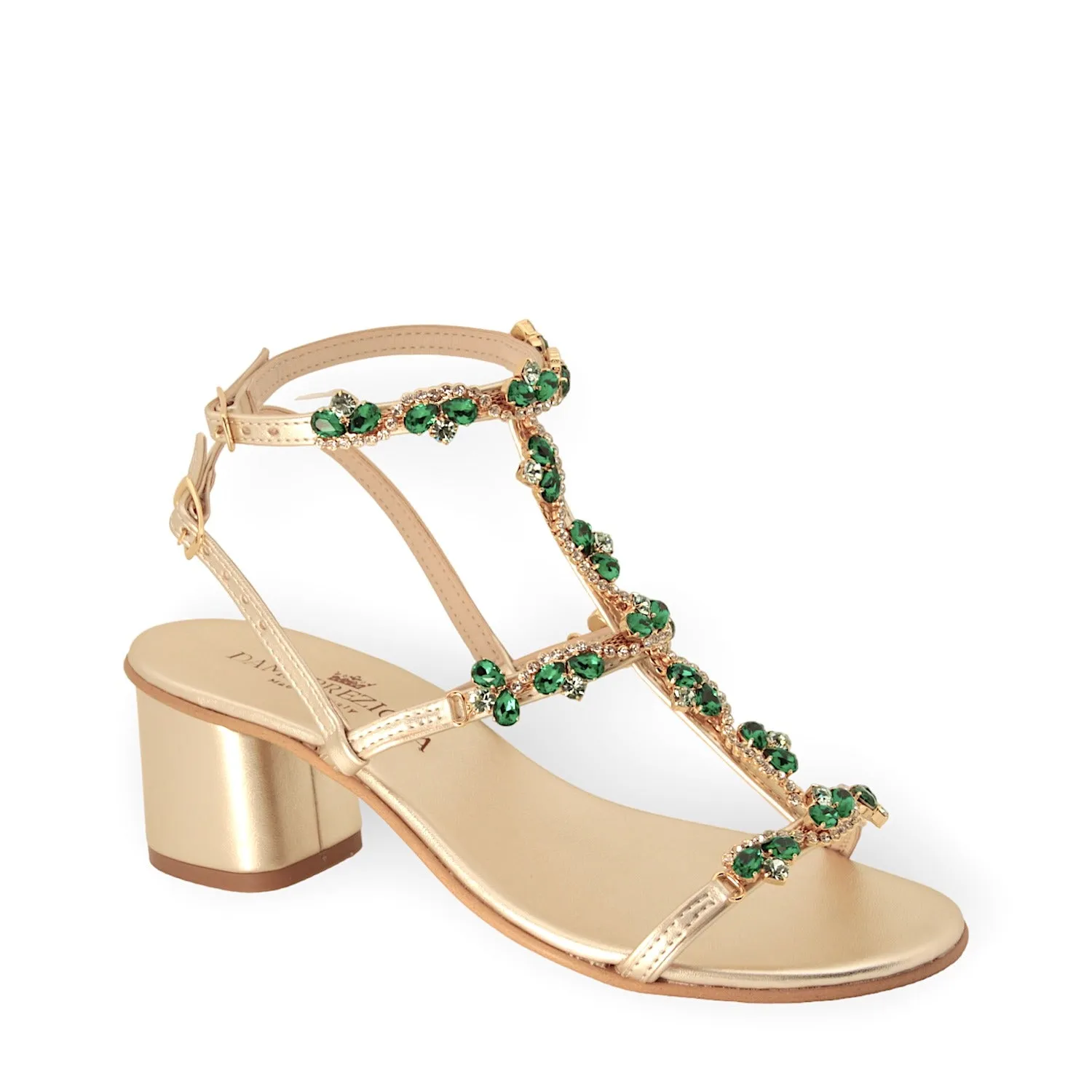 IRINA SANDAL WITH EMERALD GREEN CRYSTAL DROP