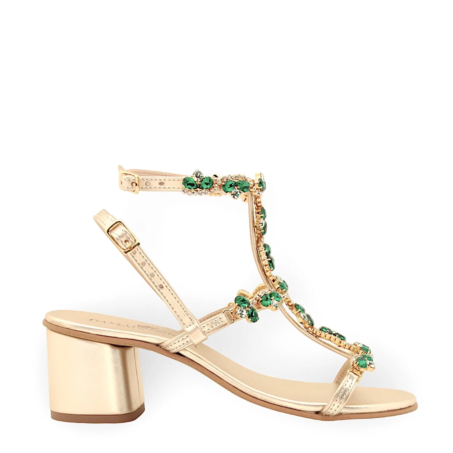 IRINA SANDAL WITH EMERALD GREEN CRYSTAL DROP