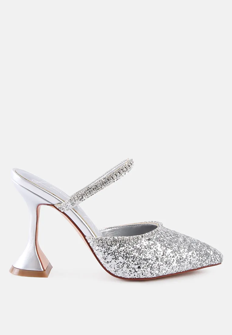 Iris Glitter Diamante Spool Heeled Sandals