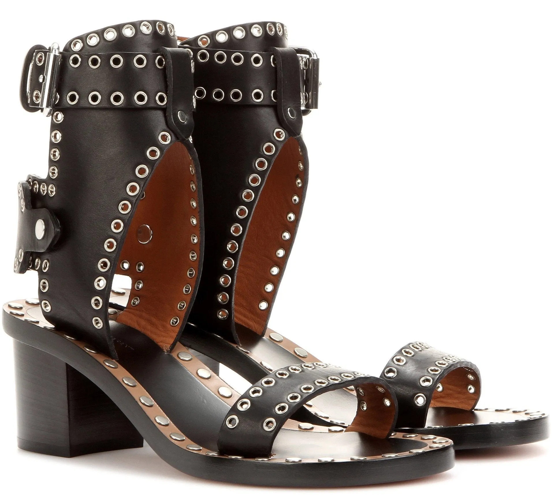 'Jaeryn' Embellished Black Leather Sandals