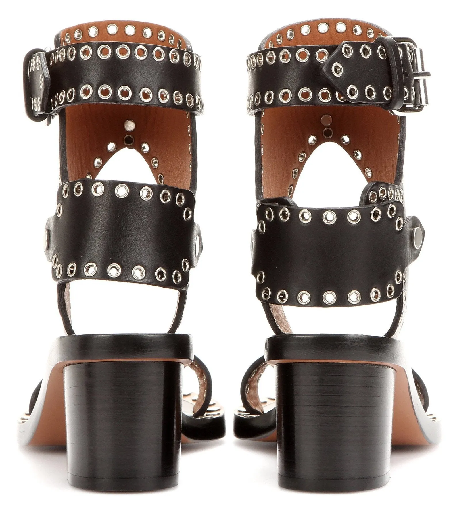 'Jaeryn' Embellished Black Leather Sandals