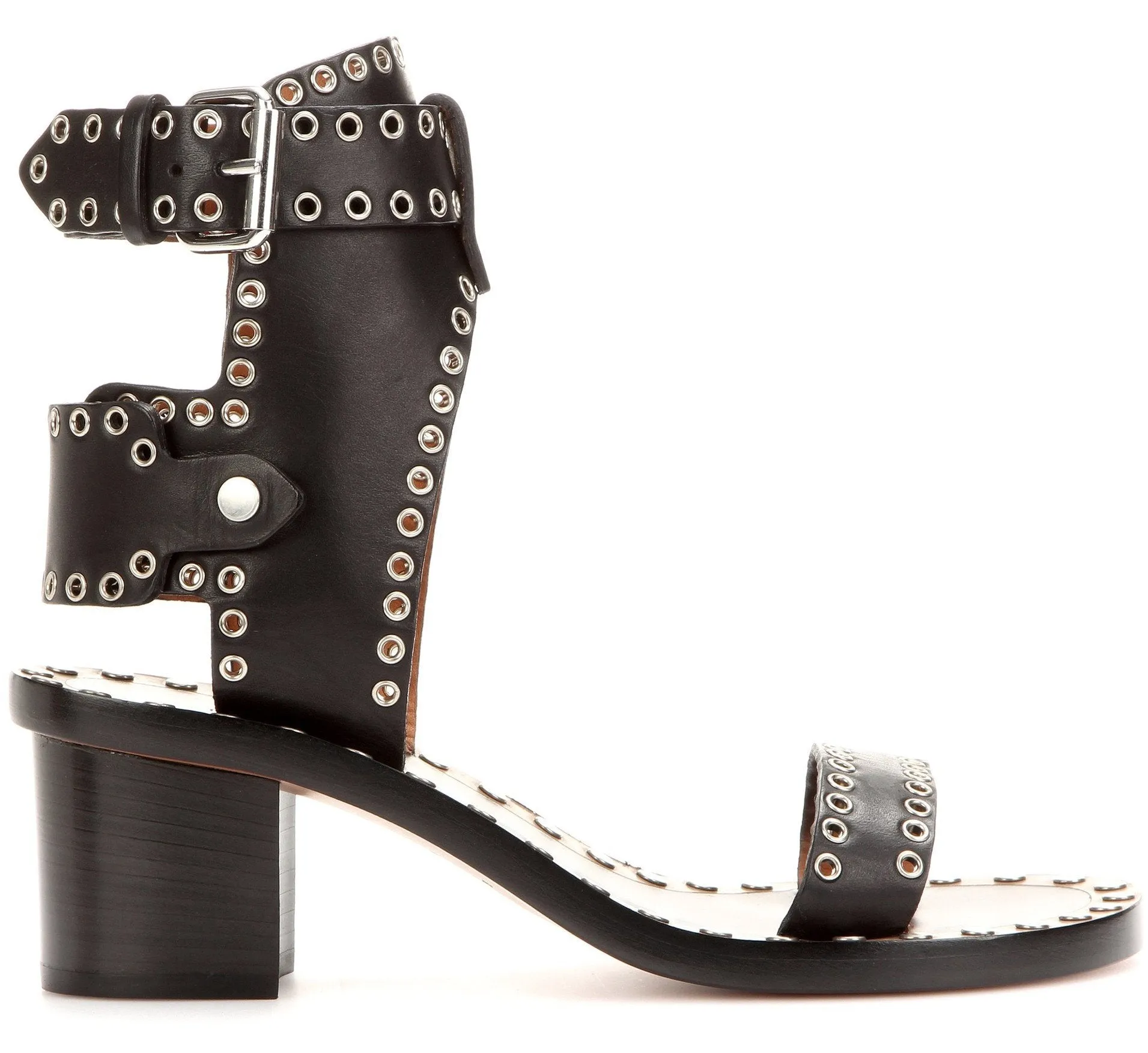 'Jaeryn' Embellished Black Leather Sandals