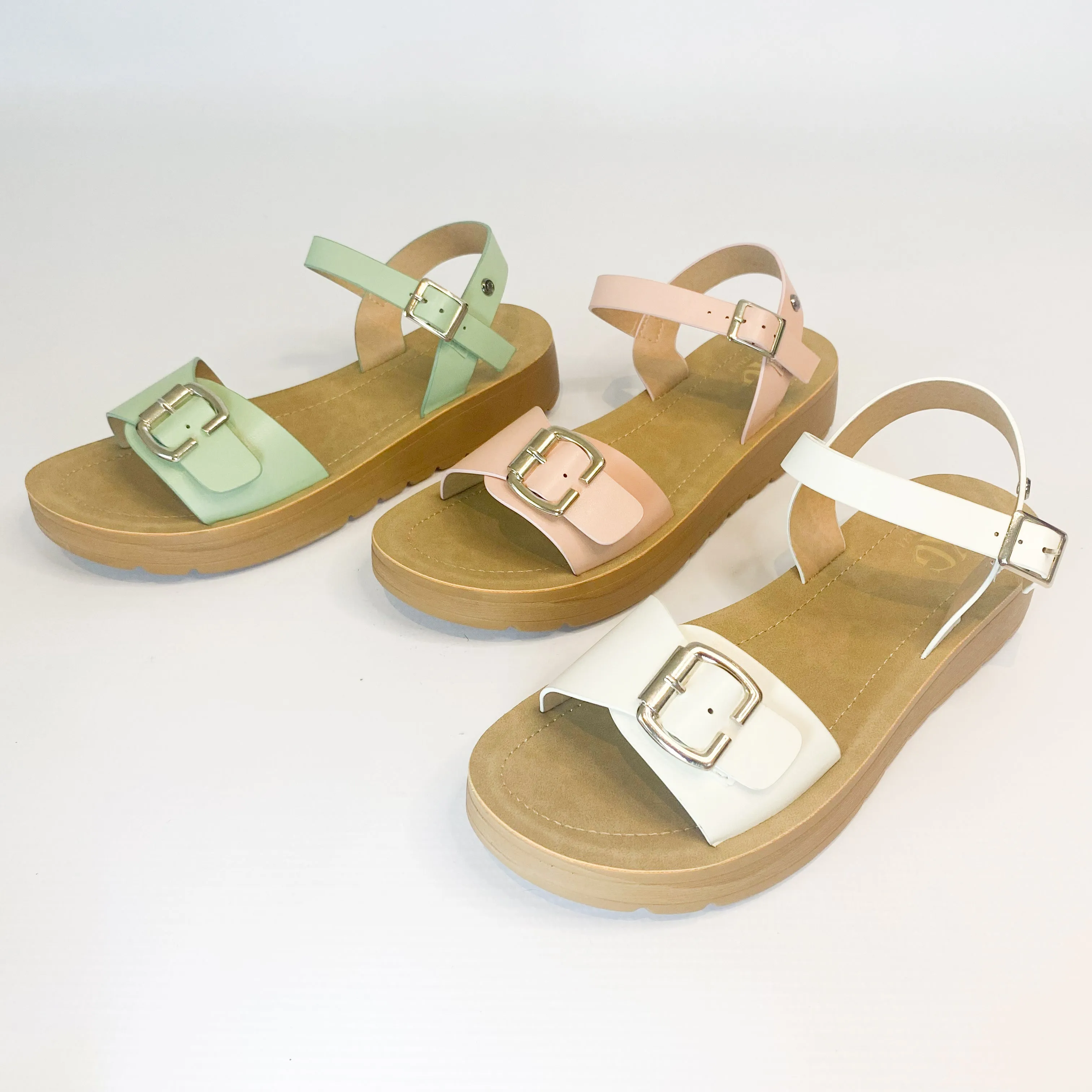 KG sage buckle strap sandal