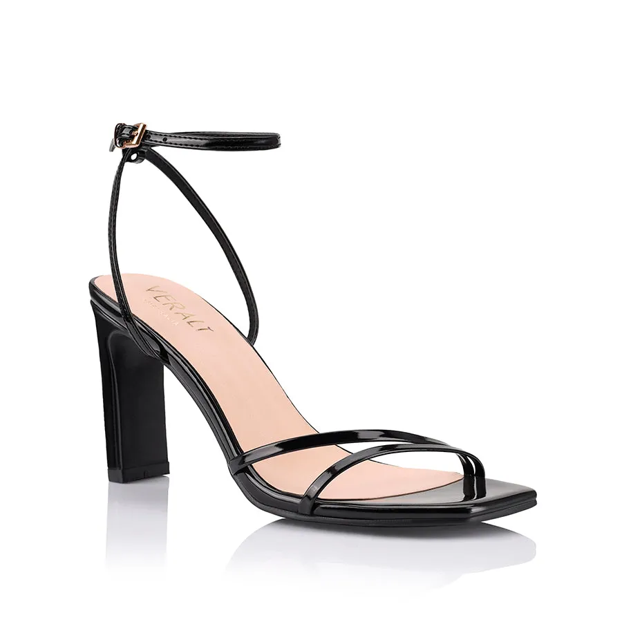 Kimmy Slim Strappy Heels - Black Patent