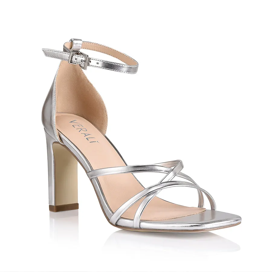 Kingdom Block Heel Sandals - Silver Smooth