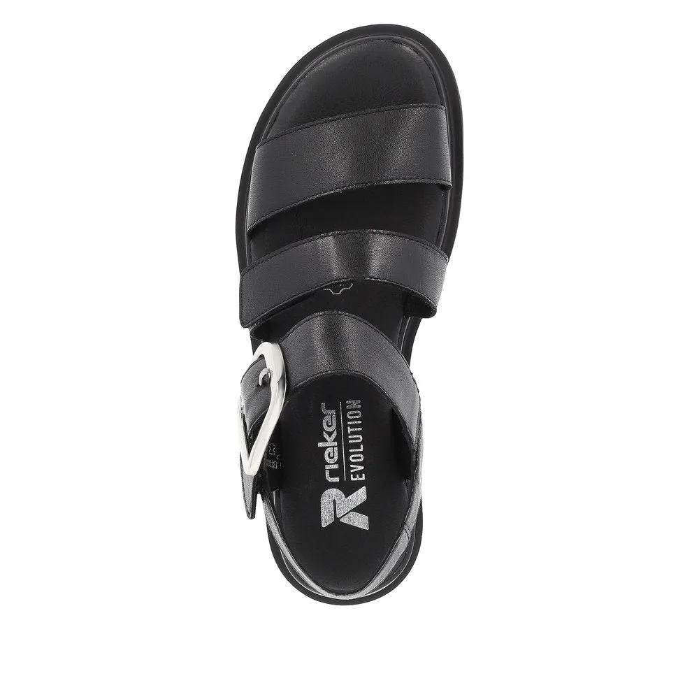 Ladies Evolution By Rieker Sandals Black Chunky Platform W1650-00 sale