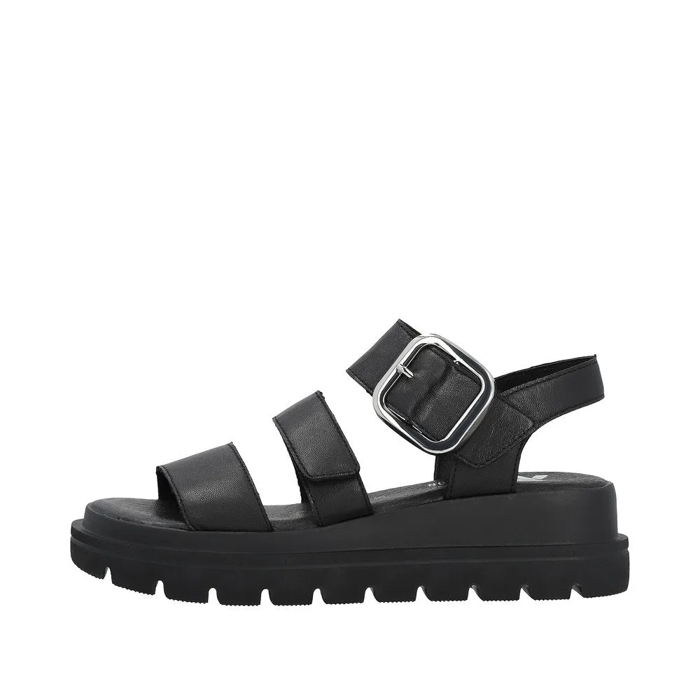 Ladies Evolution By Rieker Sandals Black Chunky Platform W1650-00 sale