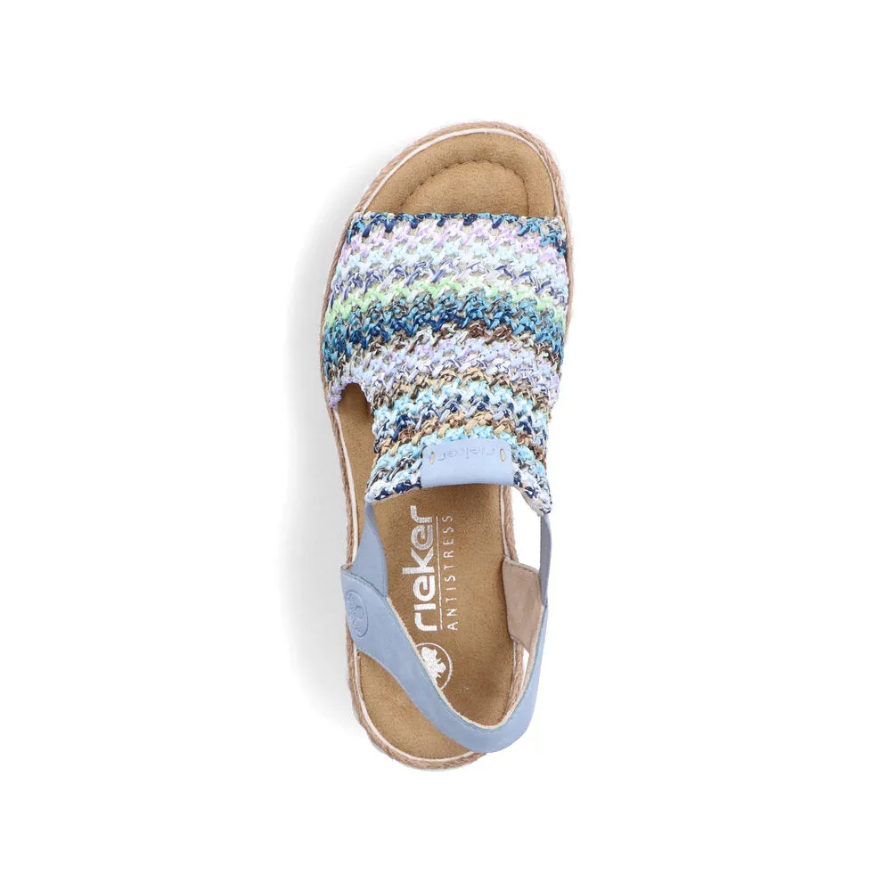 Ladies Rieker Sandals Wedge Multi Colour  69172-91