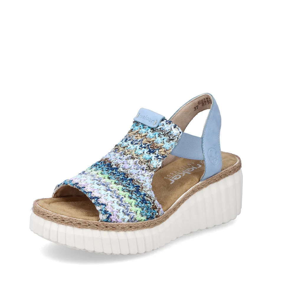 Ladies Rieker Sandals Wedge Multi Colour  69172-91