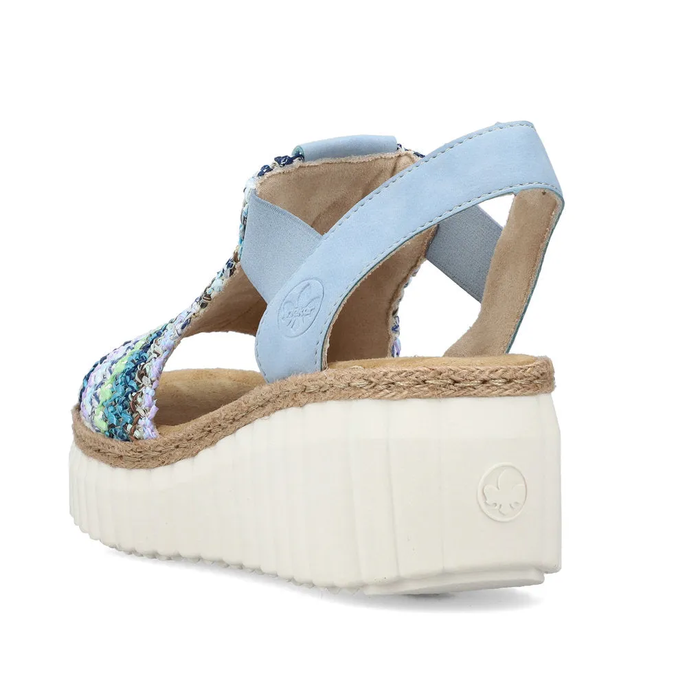 Ladies Rieker Sandals Wedge Multi Colour  69172-91