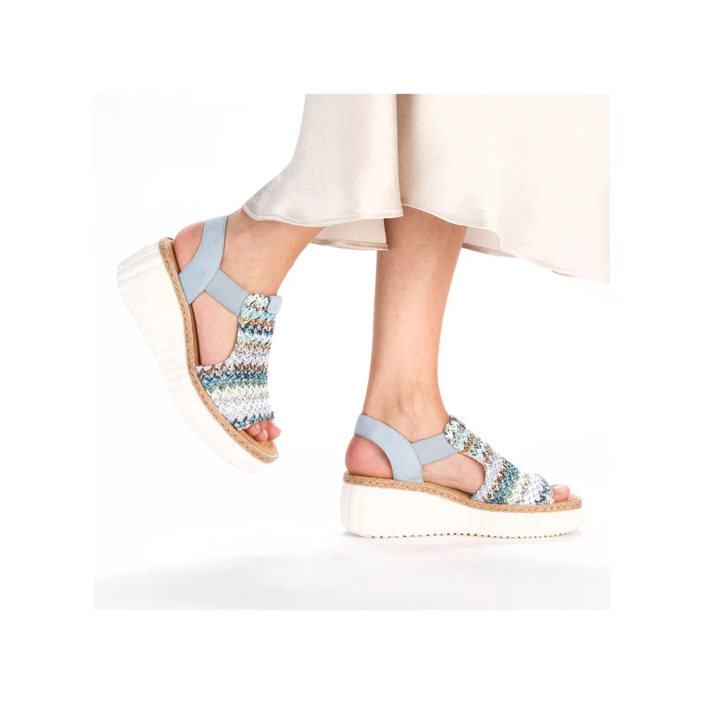 Ladies Rieker Sandals Wedge Multi Colour  69172-91