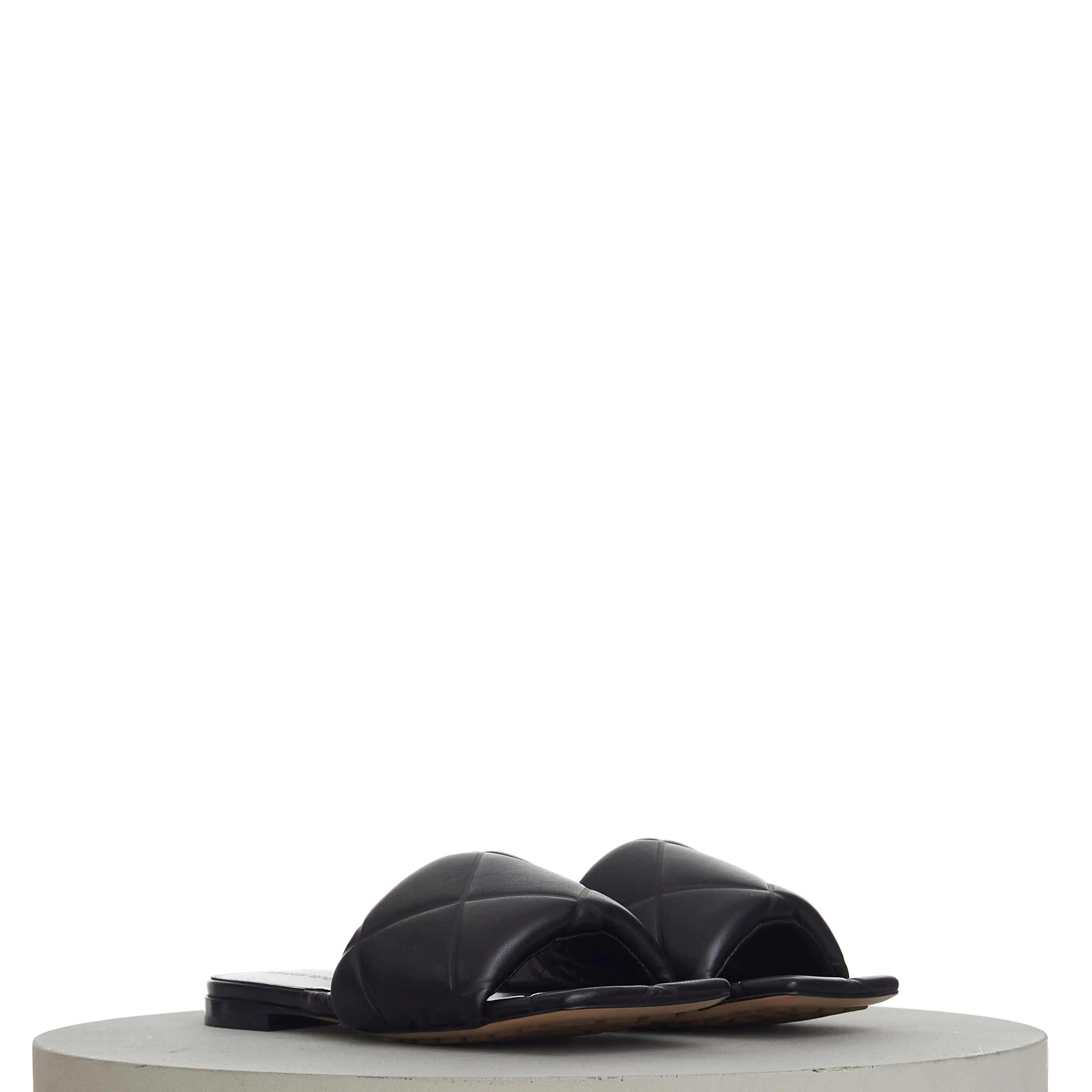 Lido Slide Sandals In Black Quilted Leather