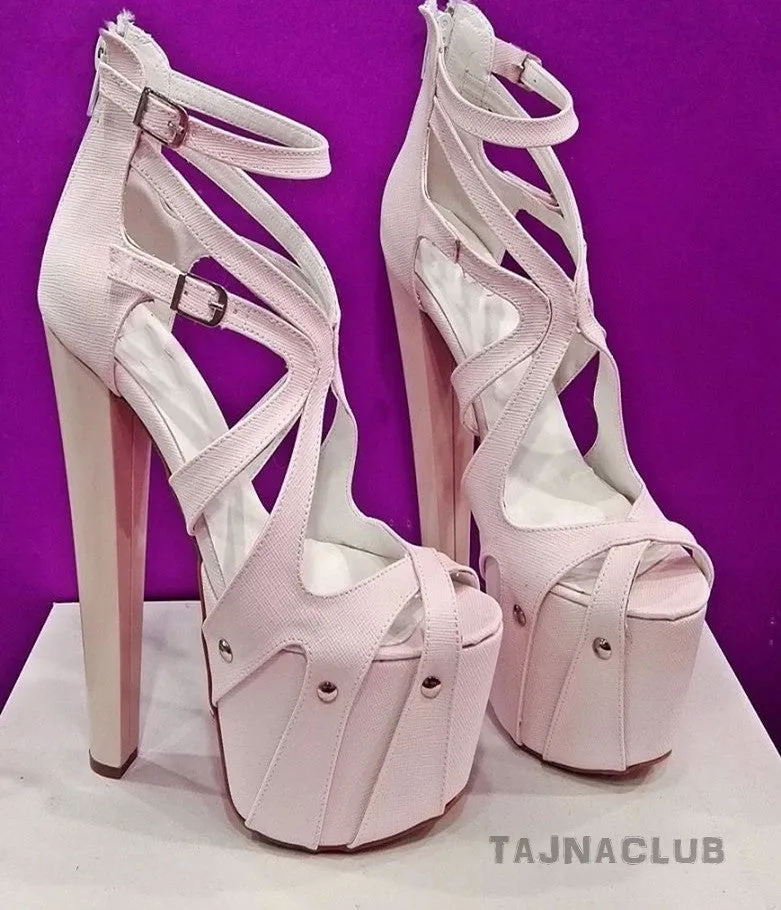 Light Pink Bandage Platform High Heels