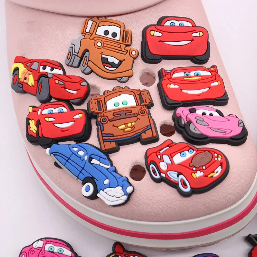 Lightning McQueen Flo Boys Favorite Sandals Shoe Buckle Charms Cars Decorations Gift