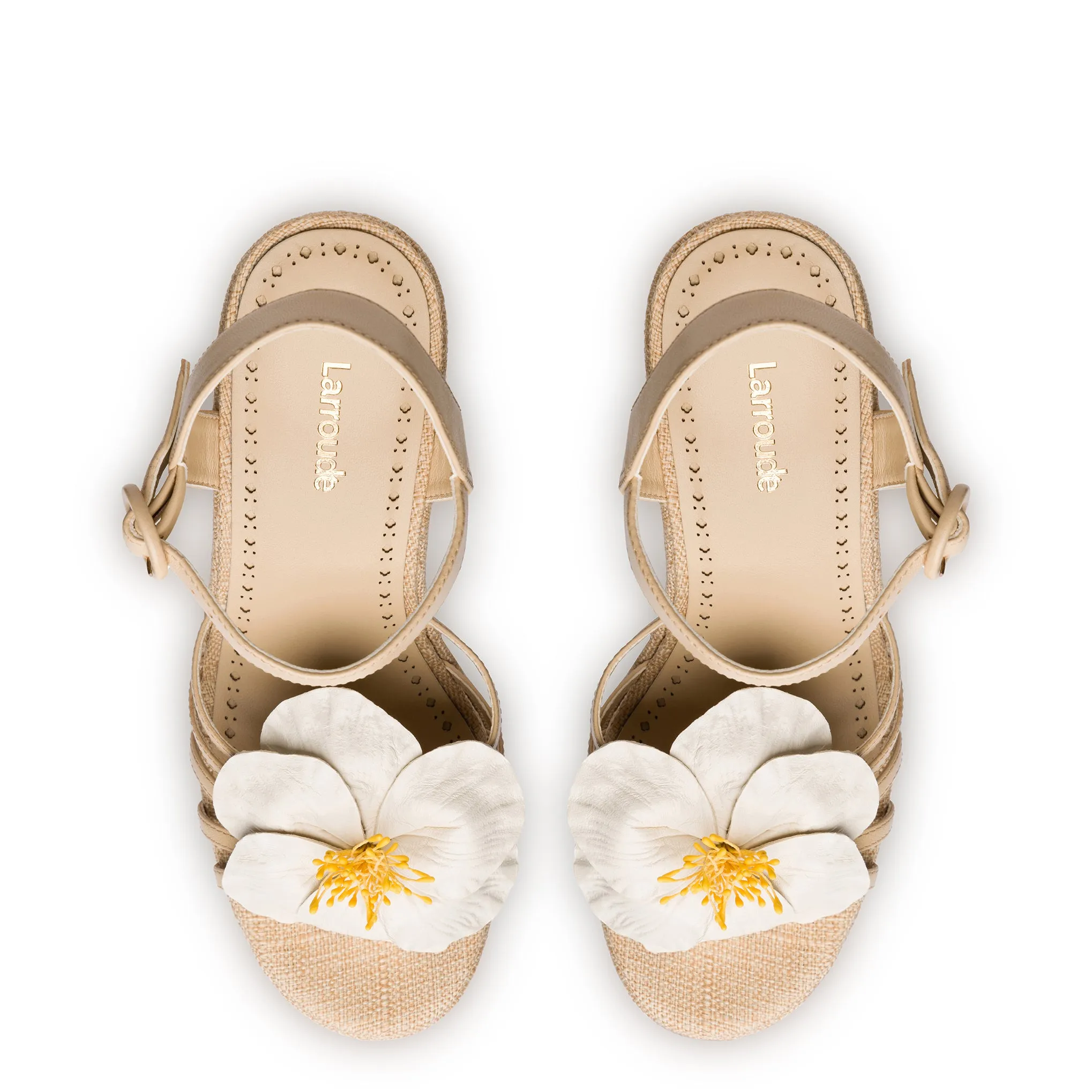 Magnolia Wedge In Ivory Leather