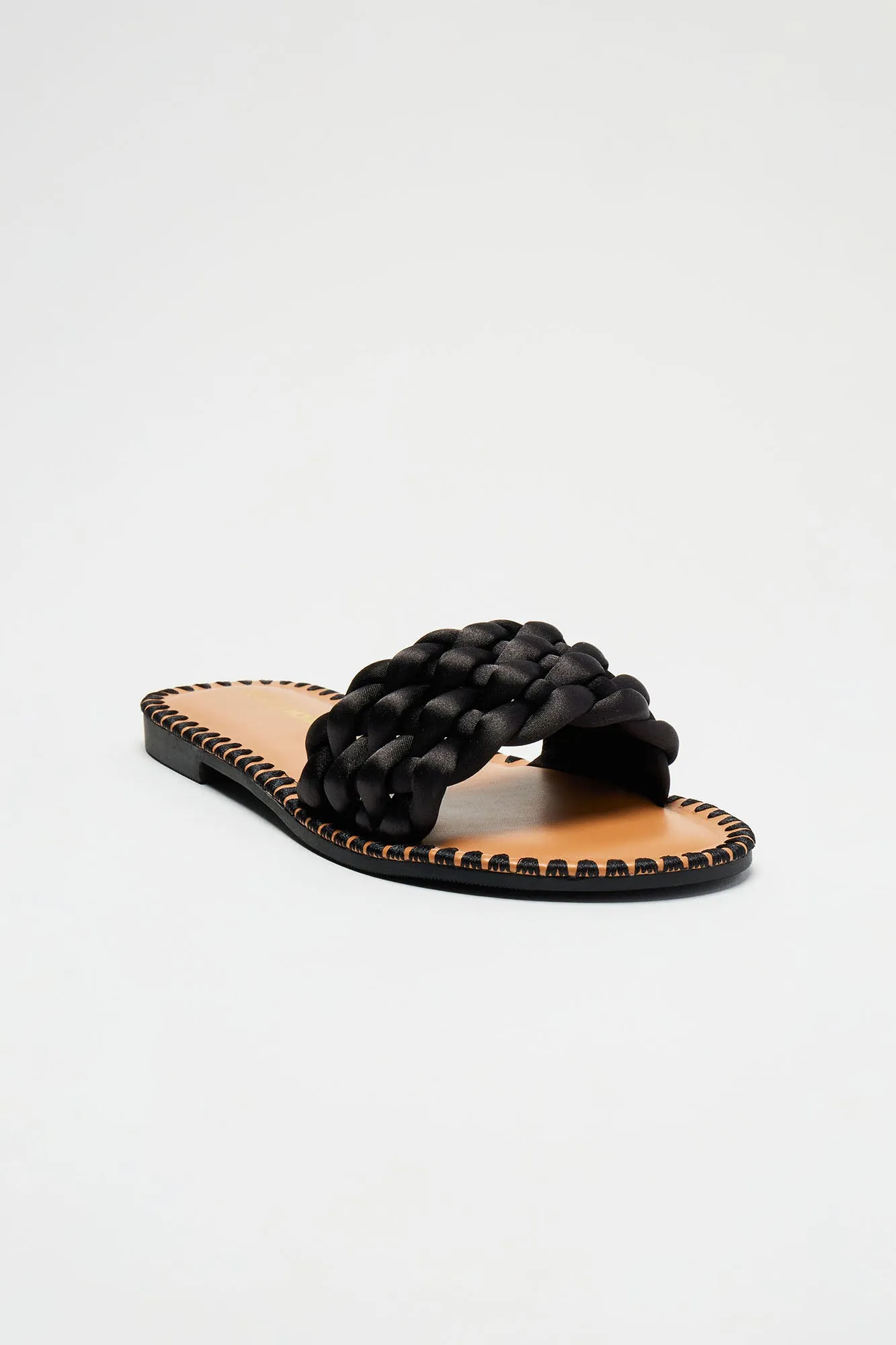 Maliyah Braided Flat Sandals - Black