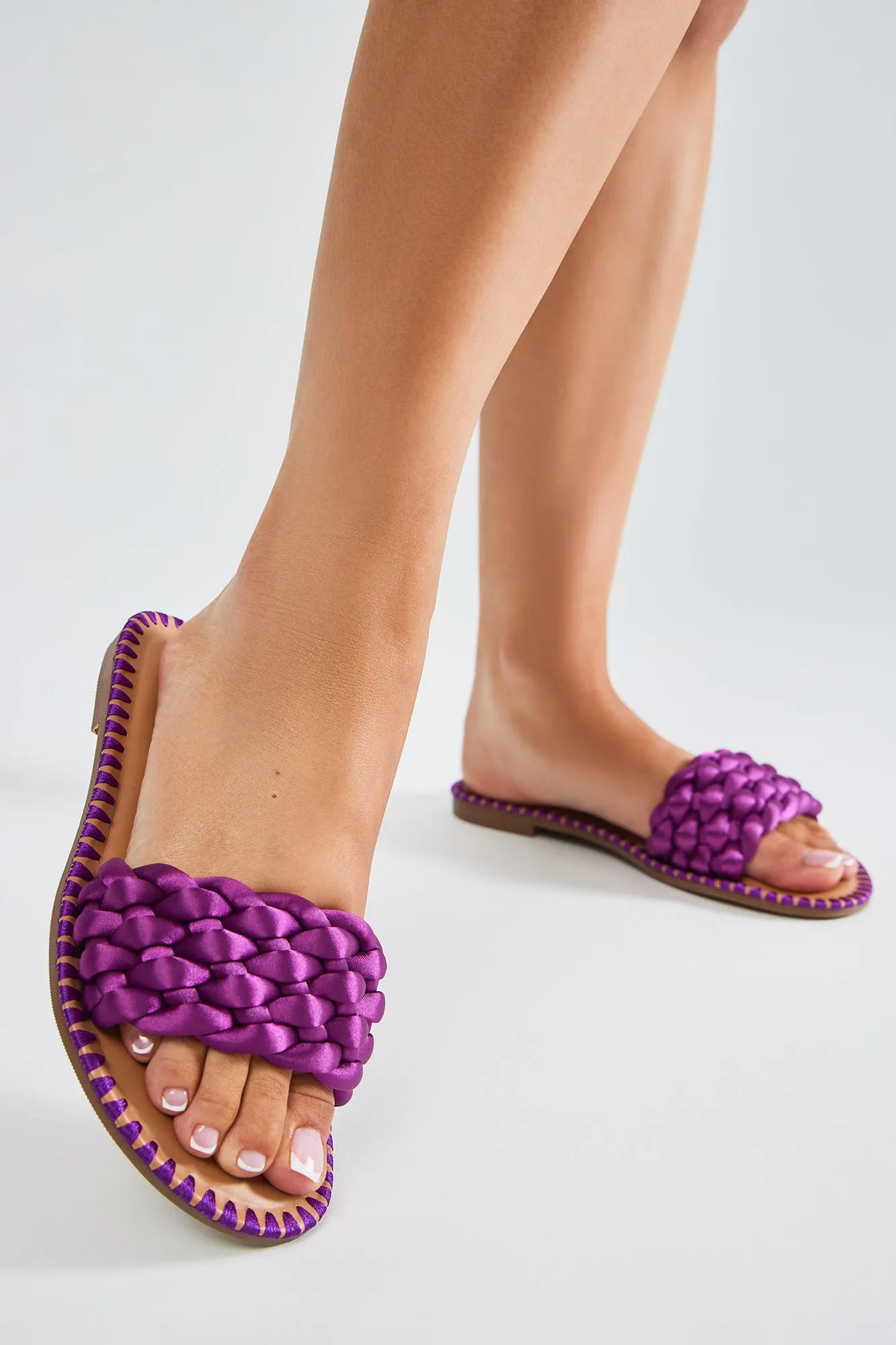 Maliyah Braided Flat Sandals - Fuchsia