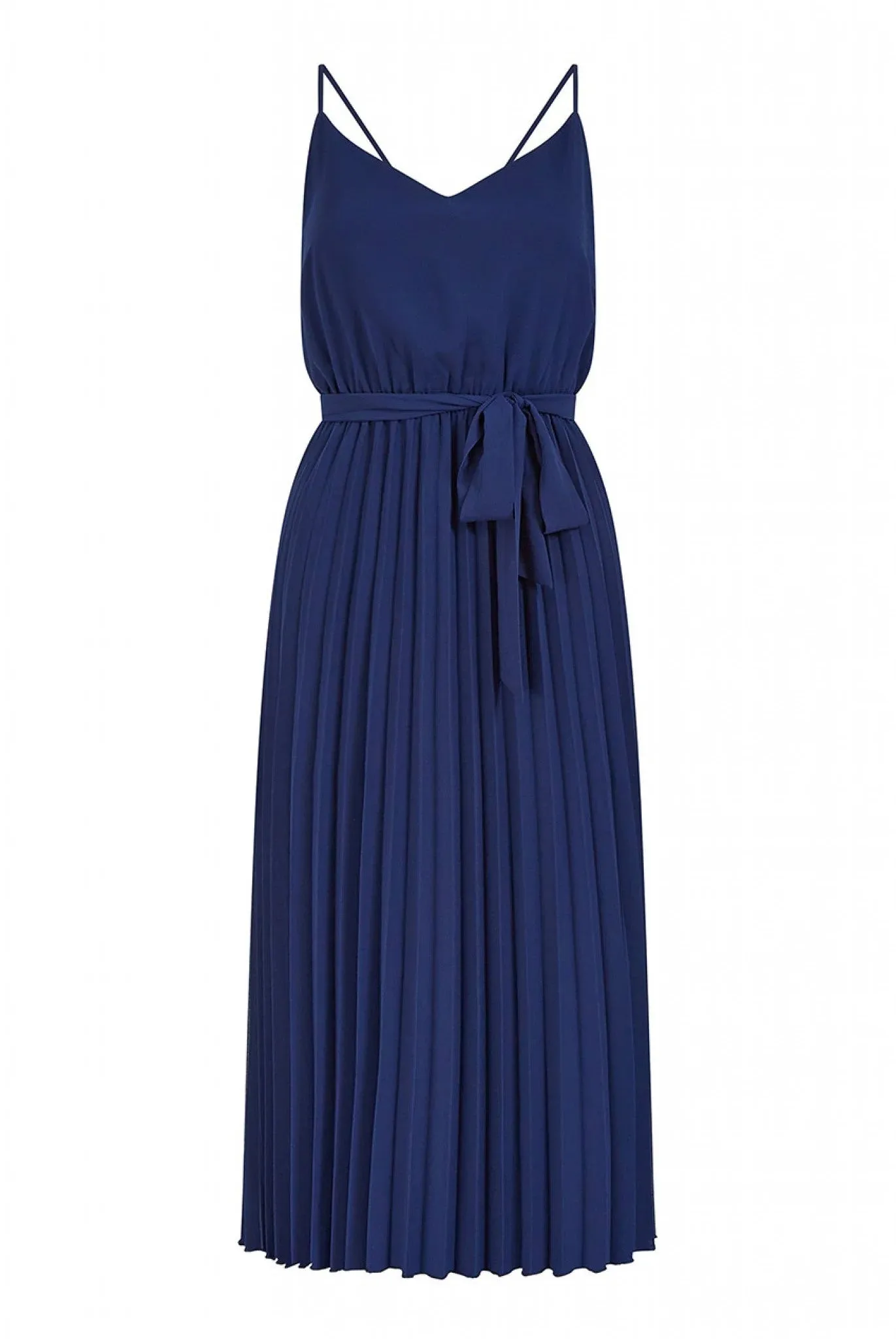 Mela London Navy Pleated Strappy Midi Dress