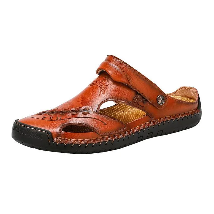 Men's casual breathable handmade leather sandals