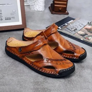 Men's casual breathable handmade leather sandals