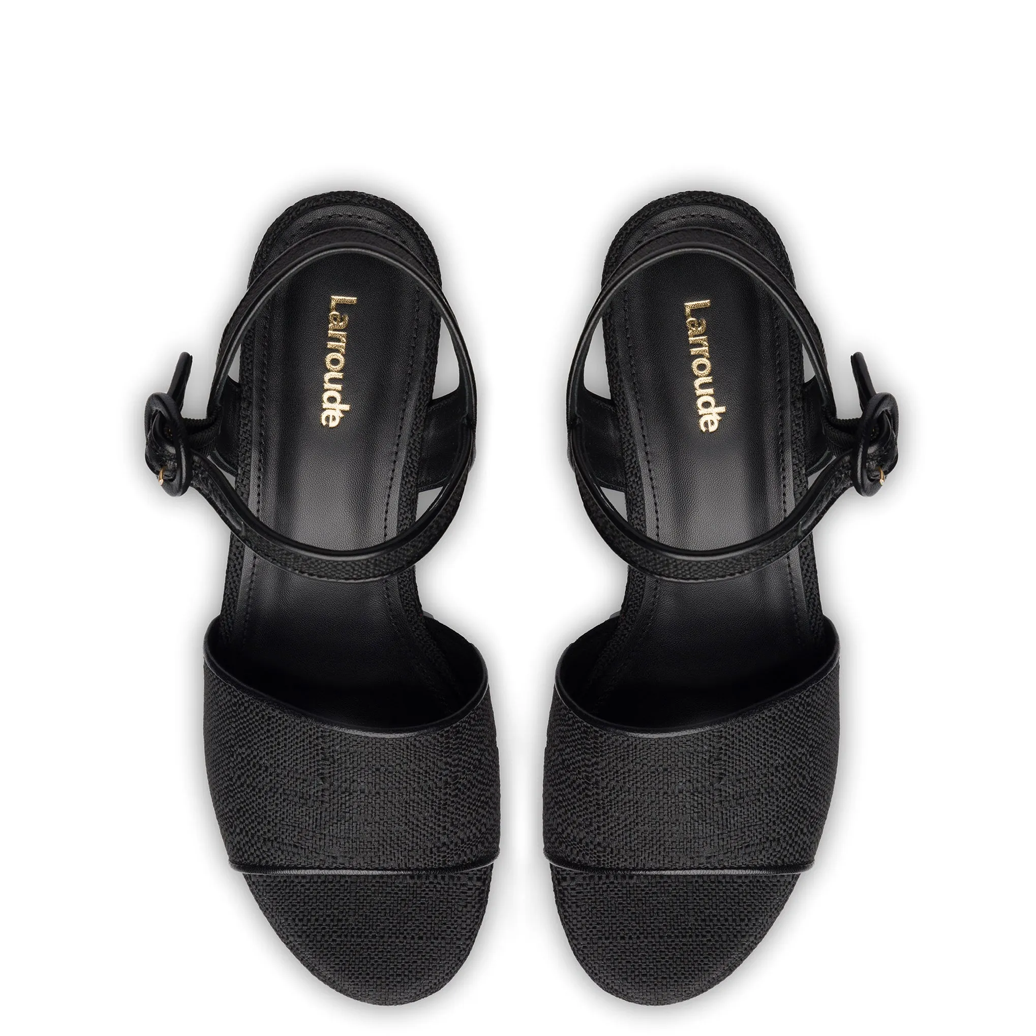 Miso Platform Strap Sandal In Black Raffia