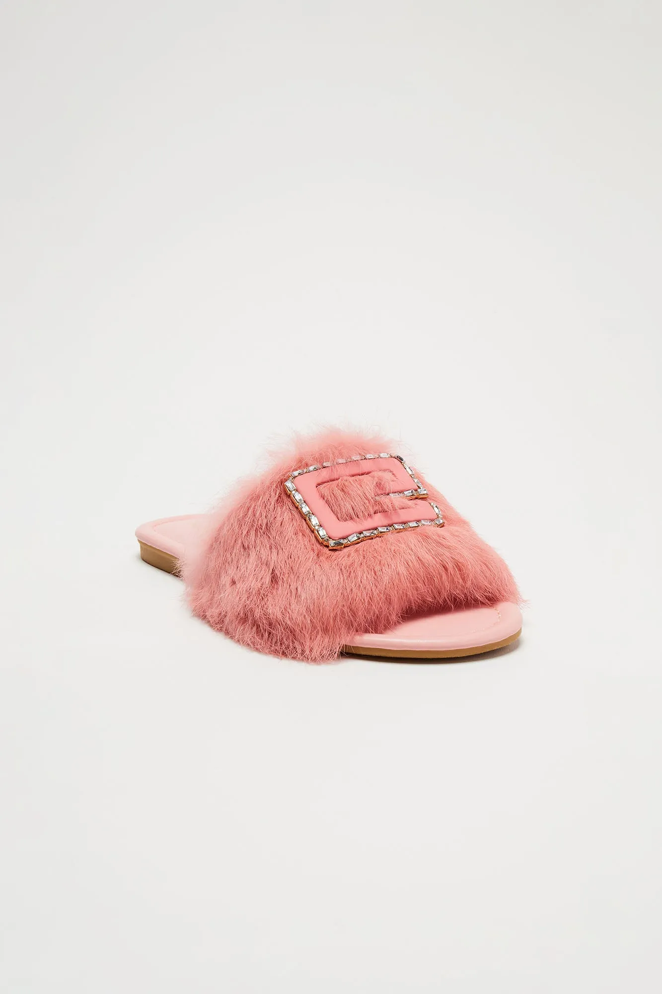 No Shade Fur Sandals - Pink