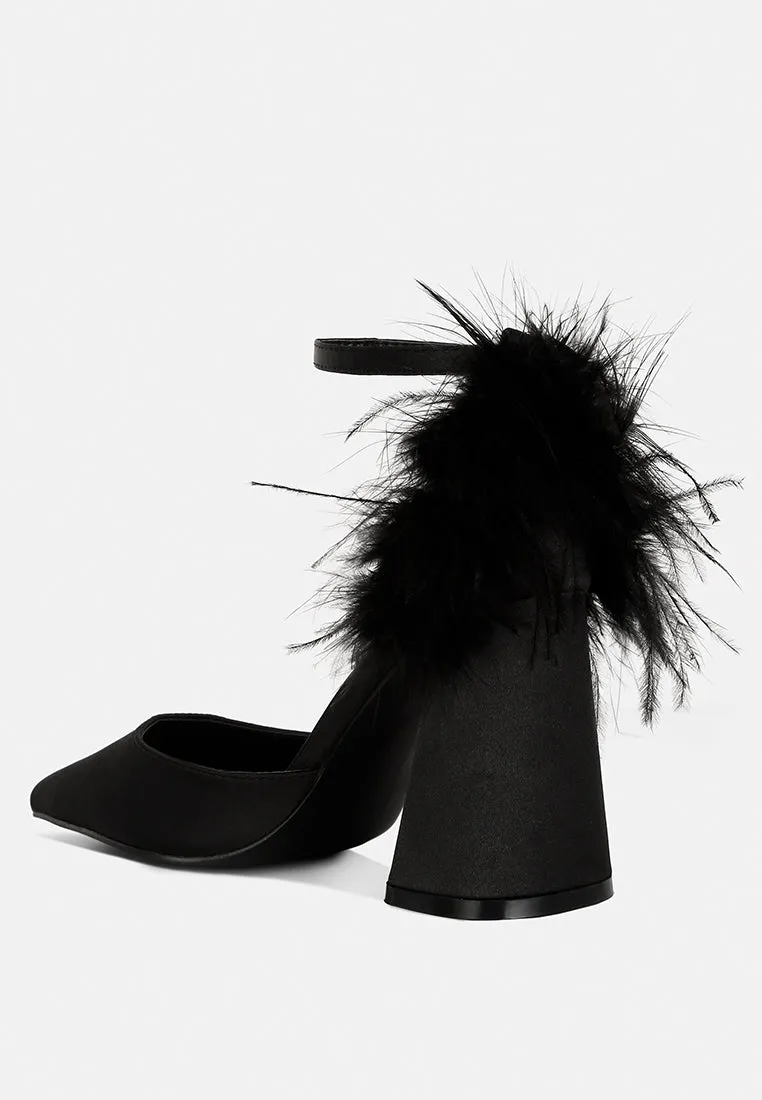 Palmetta Fur Detail Block Heel Sandals