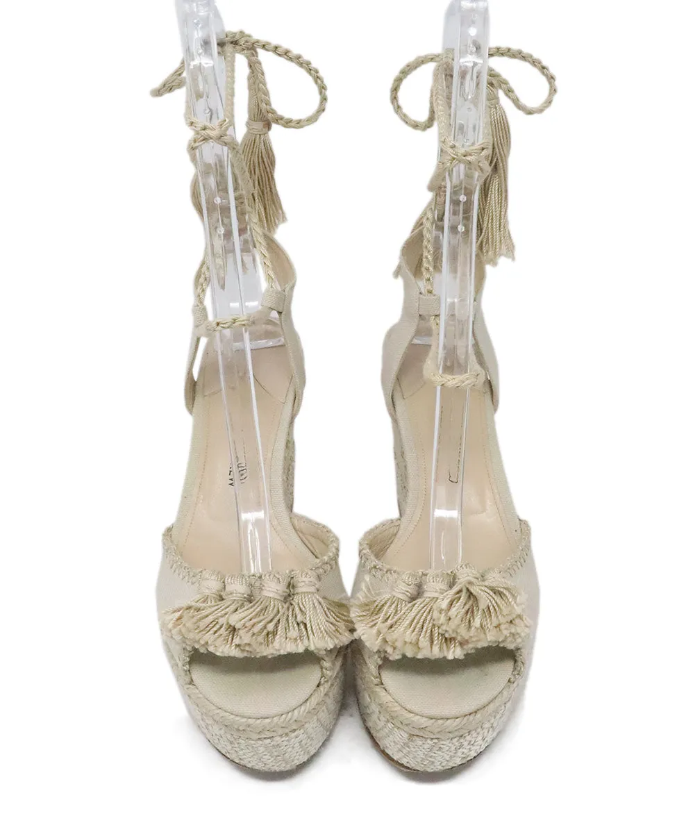 Paul Andrew Beige Canvas Sandals sz 5