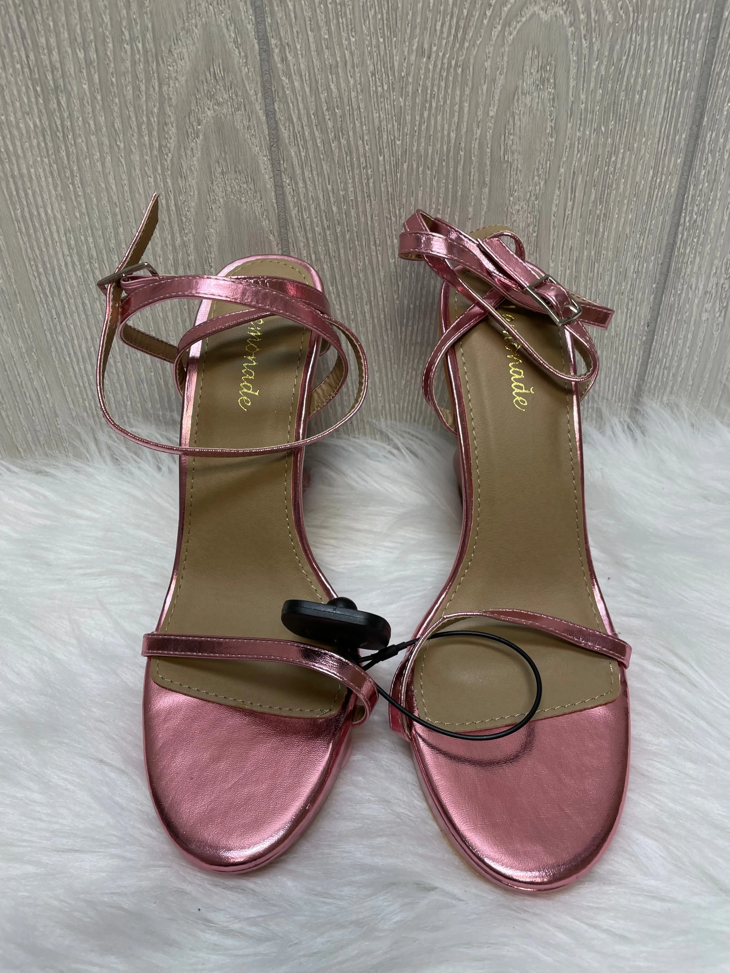 Pink Sandals Heels Block Lemonade, Size 7.5