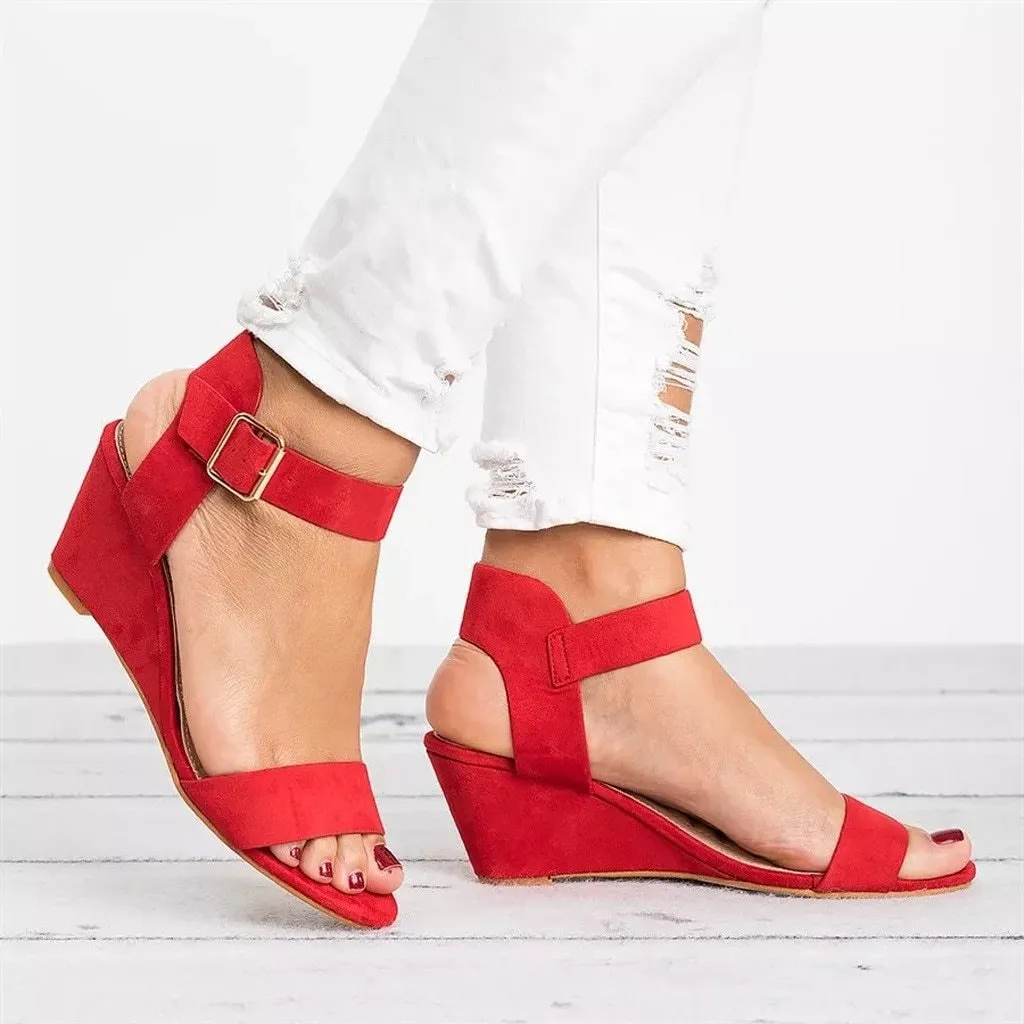 Platform High Heels Buckle Strap Roman Sandals Wedges