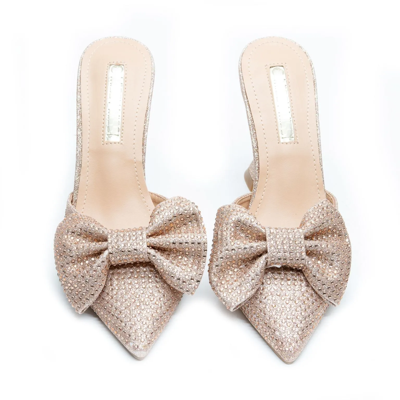 Pointed Bow Crystal Sandals