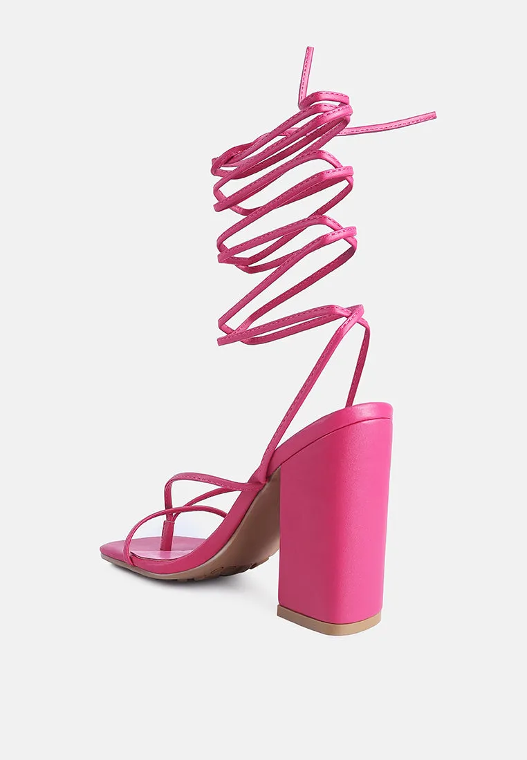 Pole Dance Lace Up Block Heel Sandals