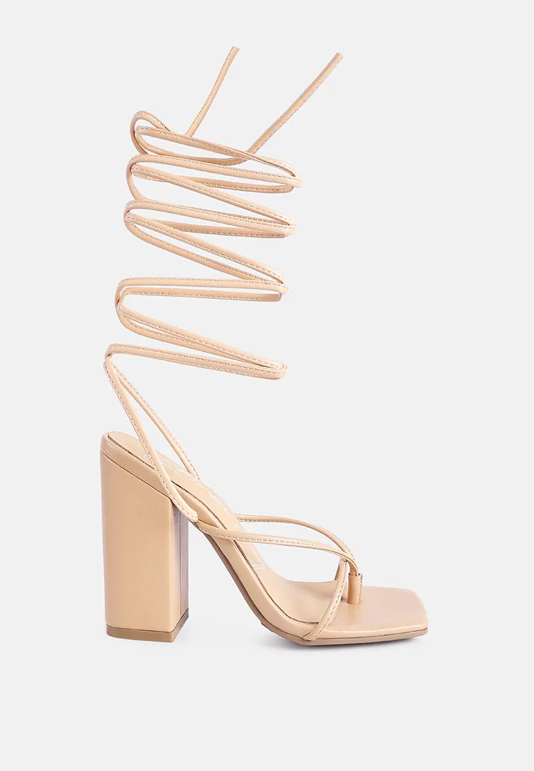 Pole Dance Lace Up Block Heel Sandals