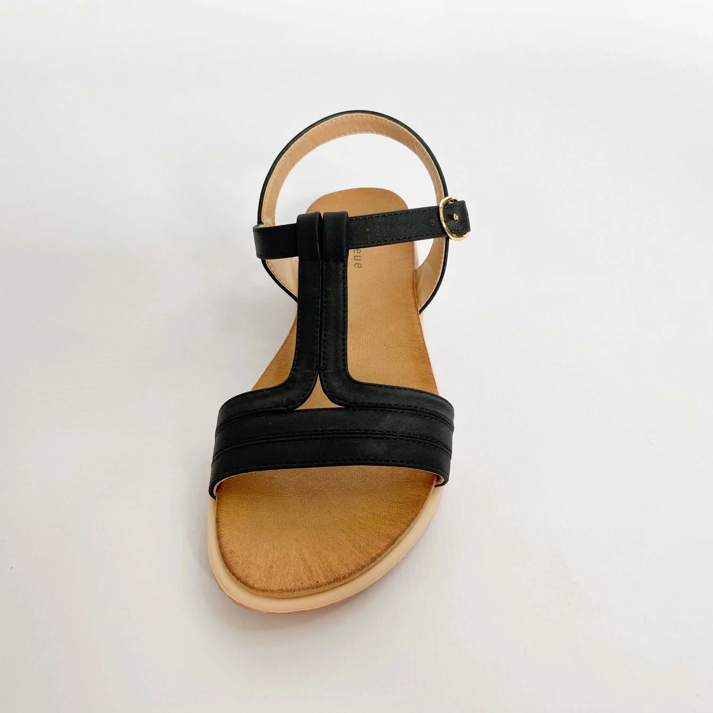 Queue black t-bar sandal