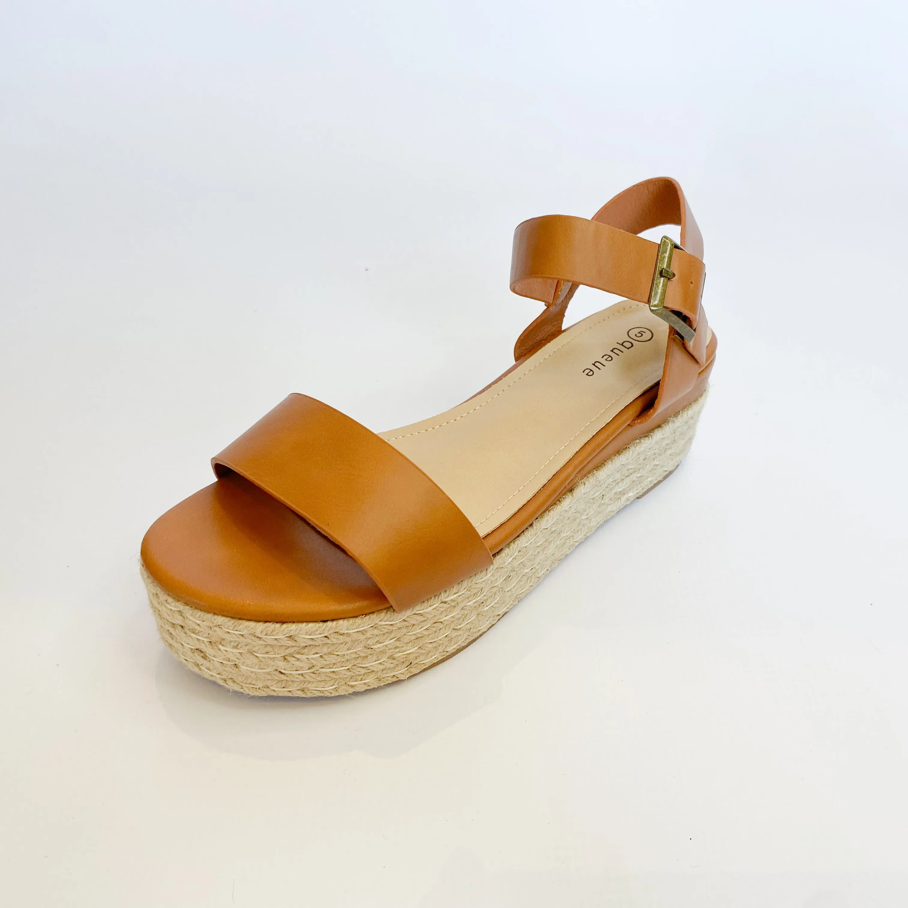 Queue tan platform wedge