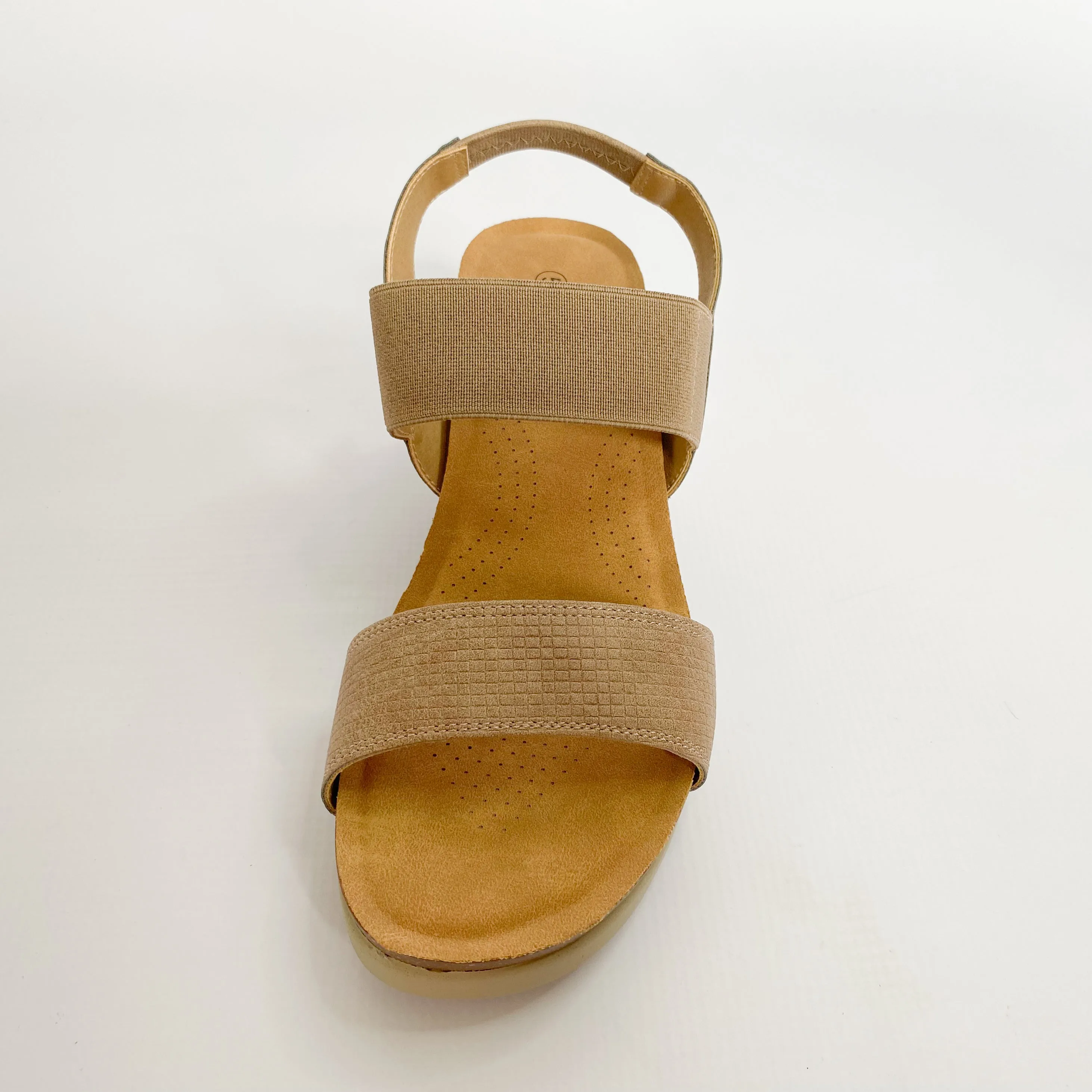 Queue taupe elasticated wedge