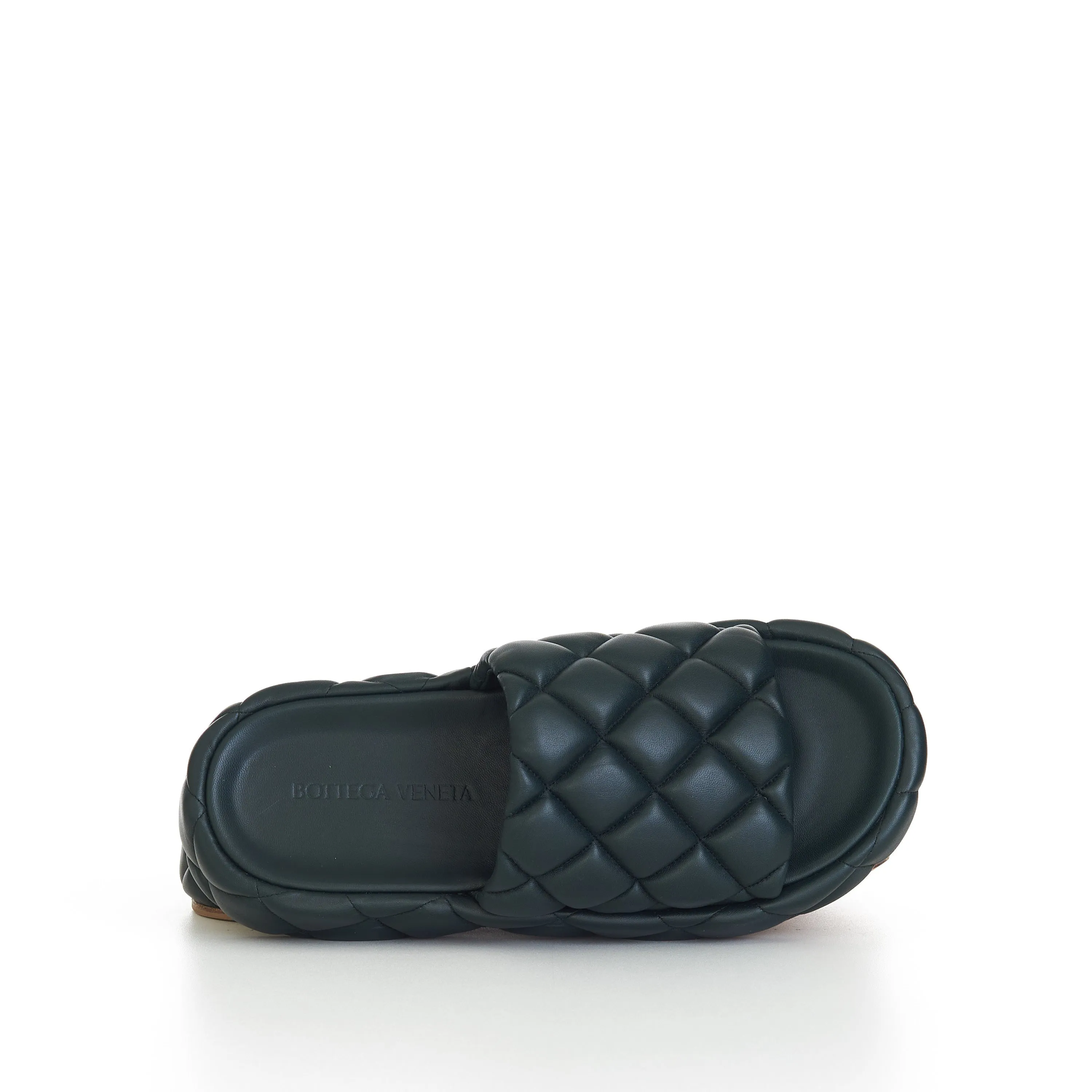 "Padded" Sandals In Inkwell Green Quilted Leather